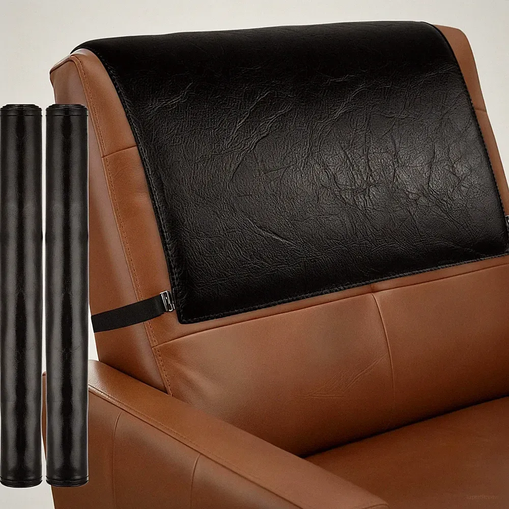 2 Pack Non Slip Recliner Headrest Cover 17 x 27 Inch Black Waterproof Couch S...