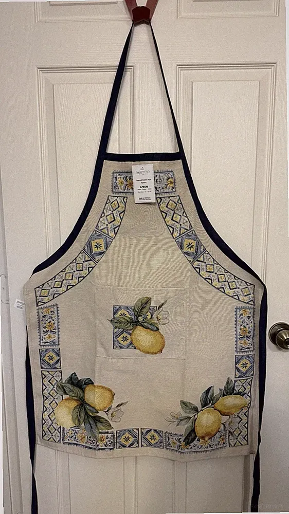 Beautiful Vintage Cottage Style Apron Lemon Tapestry New