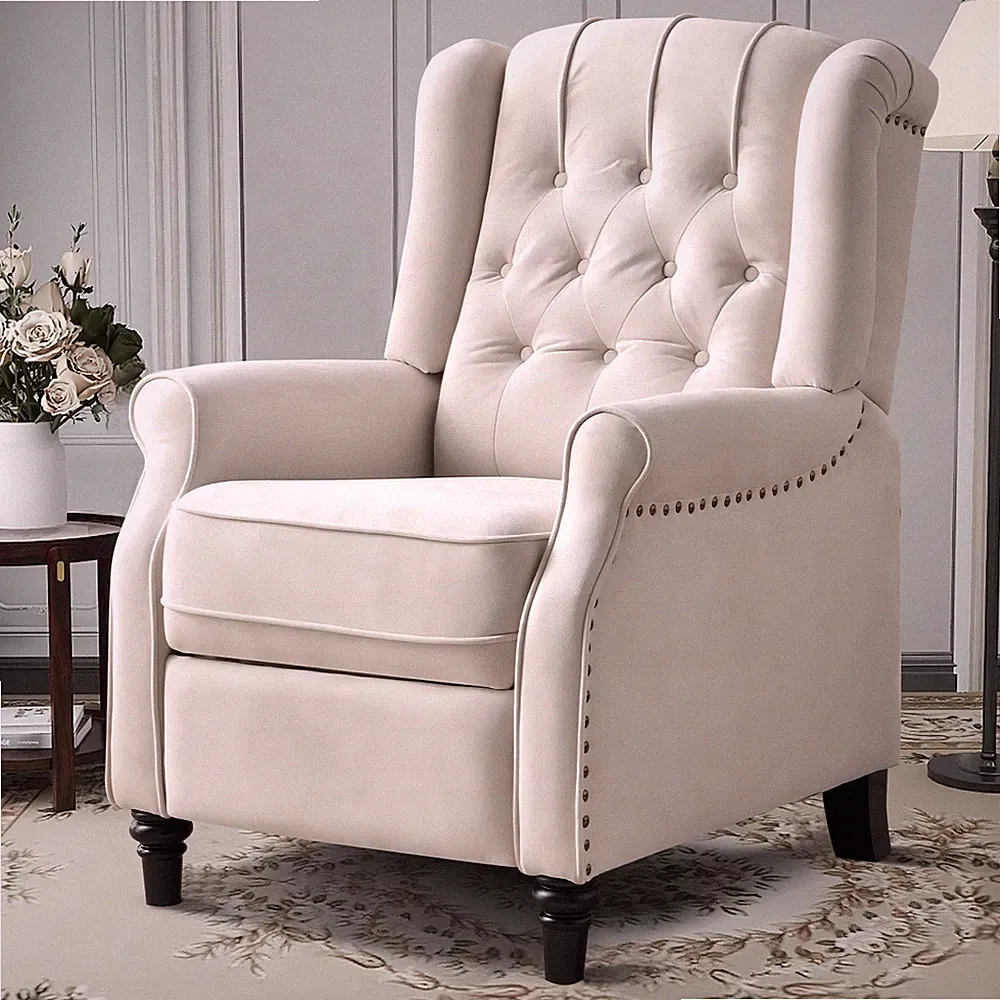 Canmov Pushback Recliner Chair with Rivet Decoration,Push Back Recliner Armchair