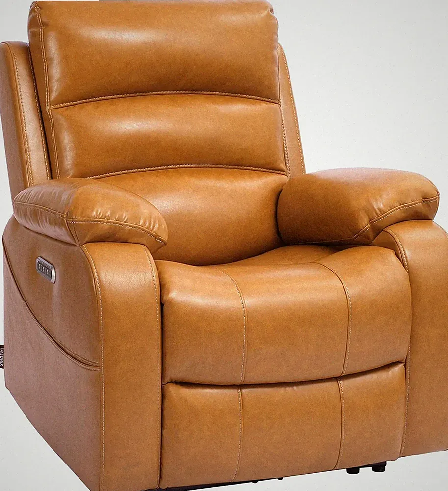 Compact Dual Motor Recliner Chair for Small Spaces - Saddle Brown