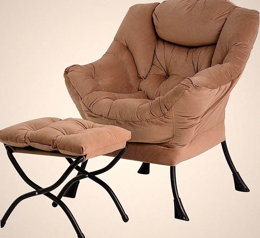 Cozy Large Lazy Chair with Ottoman for Living Room, Office, or Bedroom