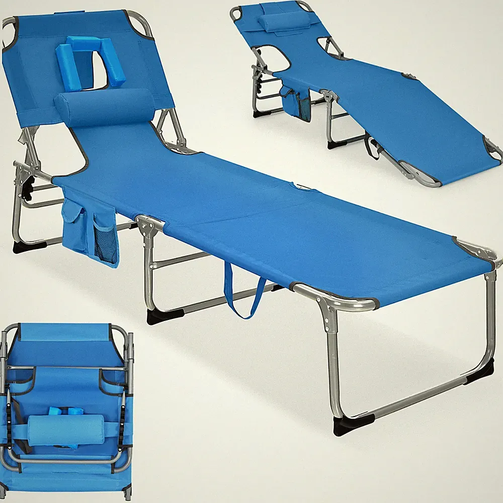 Folding Chaise Lounge Chair Bed Adjustable Outdoor Patio Beach Camping Recliner