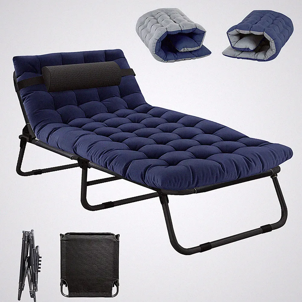 Folding Outdoor Chaise Lounge Chair Reclining Patio Chairs Sleeping Military Cot