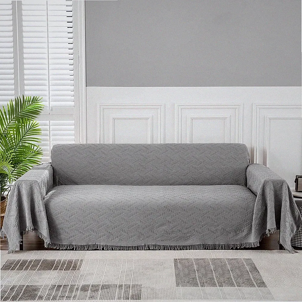 Grey Sofa Cover X-Large 71x118 Sectional Couch Slipcover Thick Woven Protector