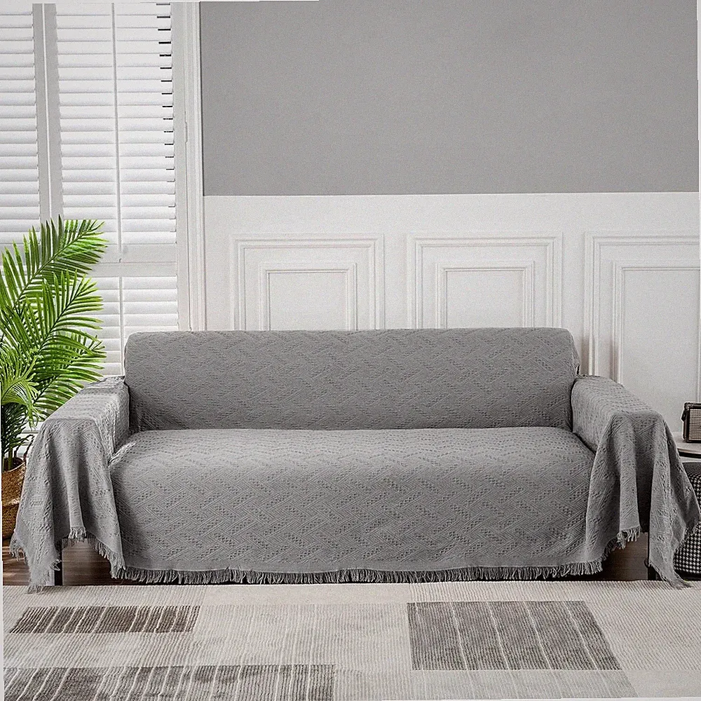 Grey Sofa Slipcover for Sectional Couch – Jacquard Couch Protector, X-Large 71 x