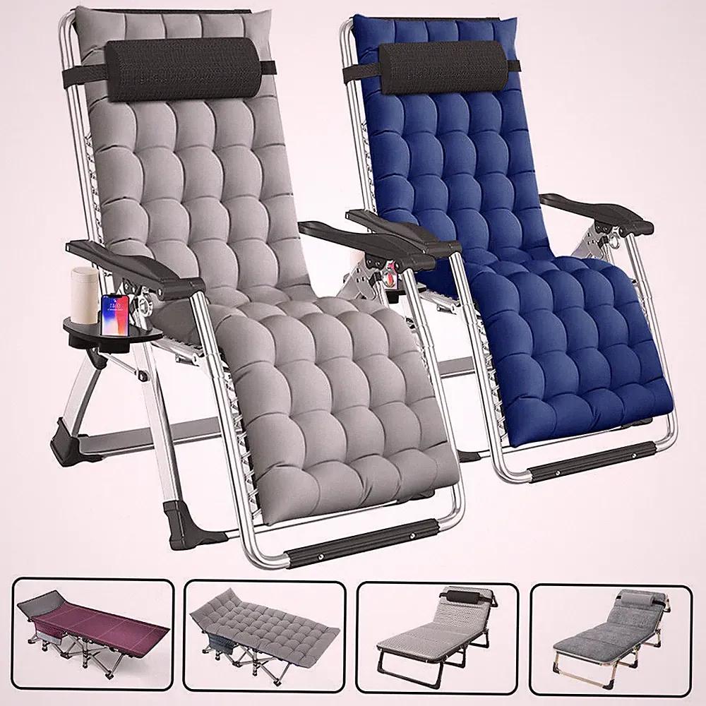H&ZT Folding Camping Chair Reclining Extendable Patio Chaise Zero Gravity Chair