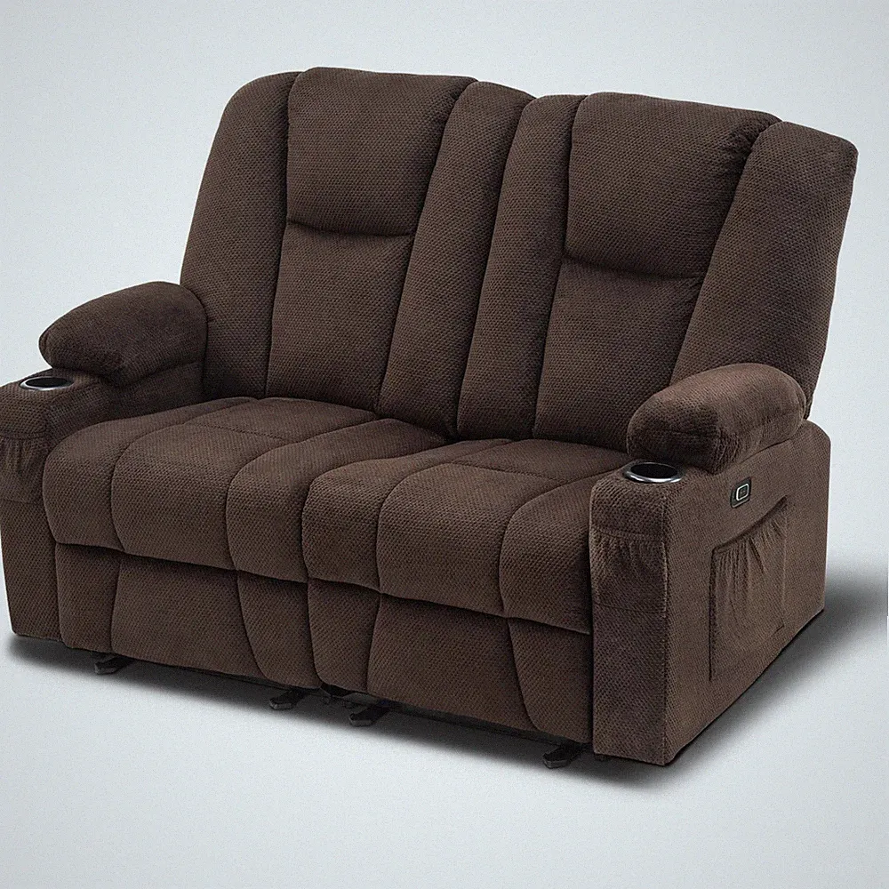 Lovupet Fabric Power Loveseat, Electric Reclining Loveseat with Massage 6025