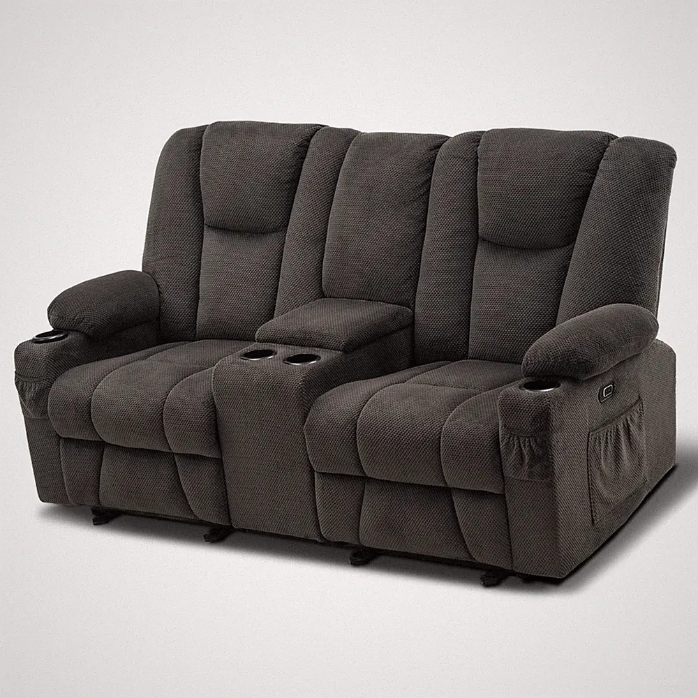Lovupet Fabric Power Loveseat Recliner, Electric Reclining Loveseat Massage 6045