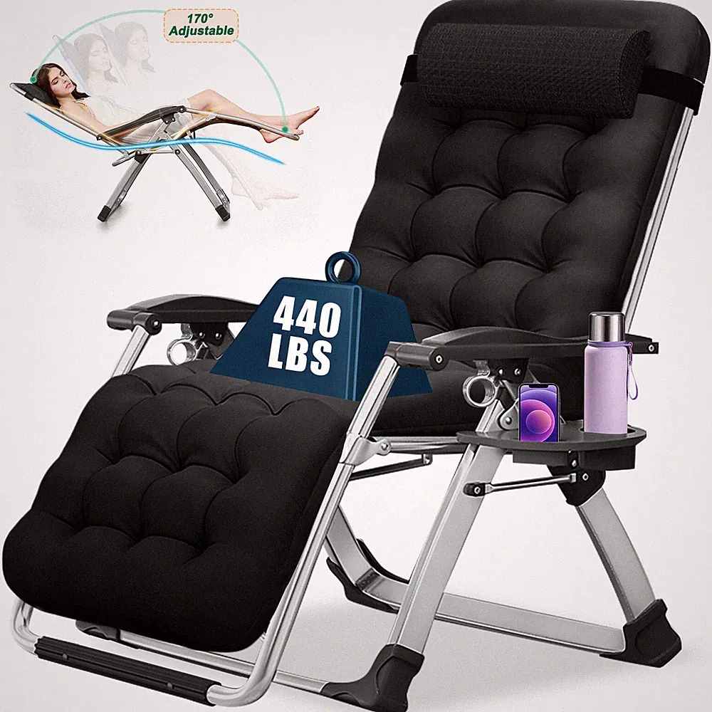 MOPHOTO Zero Gravity Chair Recliner Reclining With Black Pearl Cotton Pad Cusion