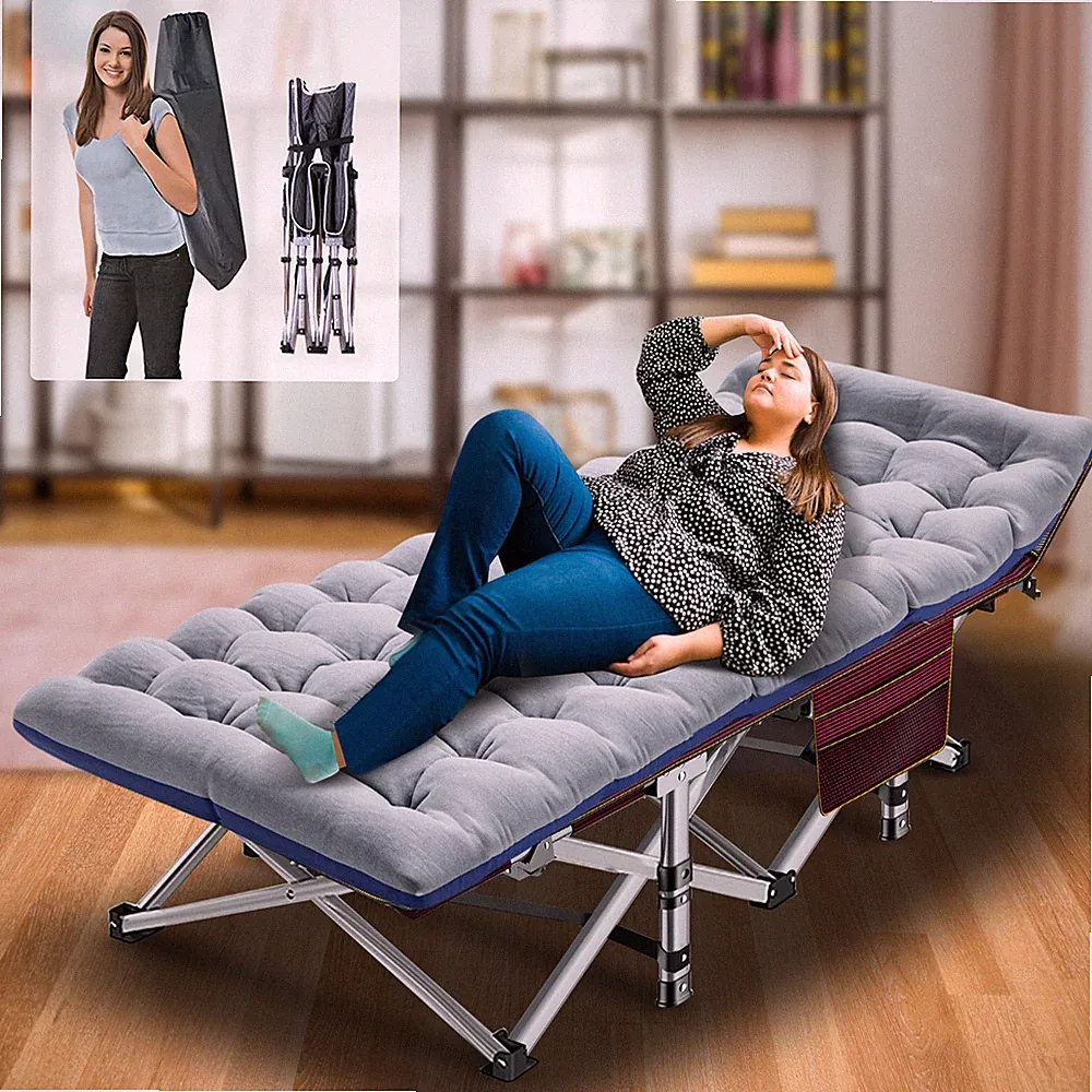 NAIZEA Folding Camping Cot Adjustable Adult Reclining Chaise Lounge Chair w/Mat