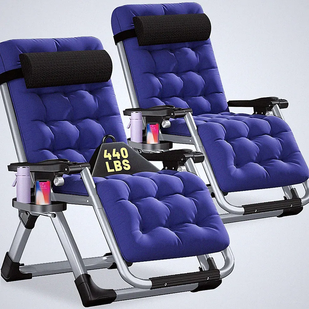 NAIZEA Zero Gravity Lounge Chair Set of 2 w/Removable Cushion Pillow Recliner