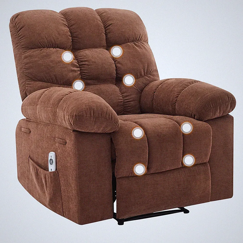Oversized Massage Recliner Rocking Chair & Heat, Lumbar Support, Remote Control
