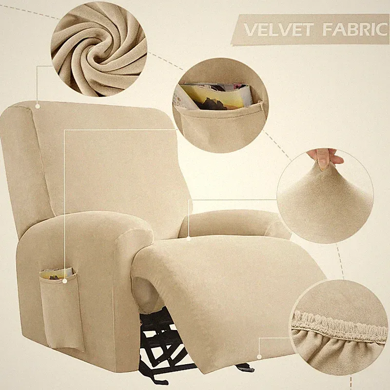Velvet Recliner Sofa Covers Elastic Sofa Protector Relax Non-slip Armchair Cover