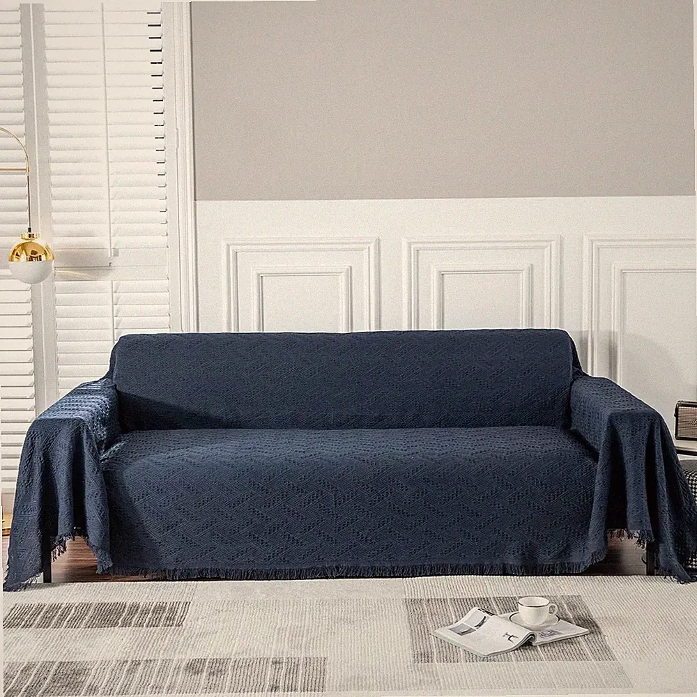 Washable Navy Sofa Cover for 3 Cushion L Shape Recliner Couch Protector