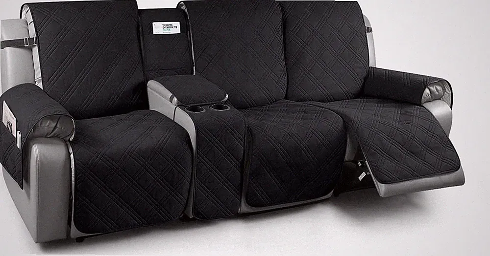 Waterproof Recliner Couch Cover for 3-Seater Sofa, Black, Pet & Kid Protector